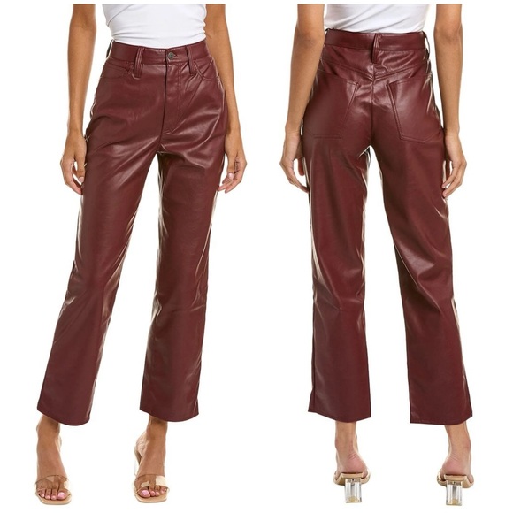 New Madewell The Plus Perfect Vintage Straight Jean Faux Leather in Cabernet 27 - Picture 14 of 14